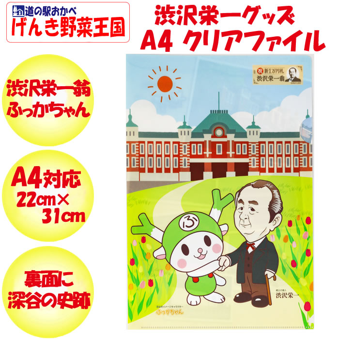 渋沢栄一翁クリアファイル ふっかちゃんと一緒 対応 たつみ印刷 埼玉県深谷市 送料別 ｂｓ