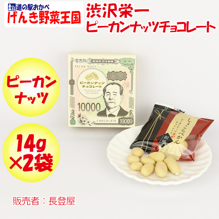 渋沢栄一ピーカンナッツ チョコレート 28g 長登屋